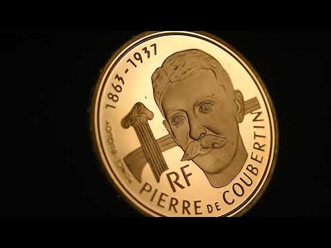 Moneta, Francia, Albertville, Coubertin, 500 Francs, 1991, Paris, FDC, Oro