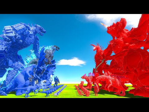 Team Blue + Mechagodzilla VS Destoroyah + Team Red - Godzilla Revolt Battle Gaming