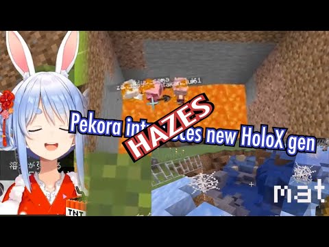 Nekomikuri 寝込み栗 - Pekora & Botan introduce new HoloX gen to Minecraft by burning and exploding them for Usada Kensetsu