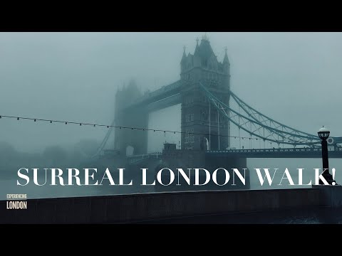 London Walk - Fog-Soaked Bridges at Rush Hour | 4k