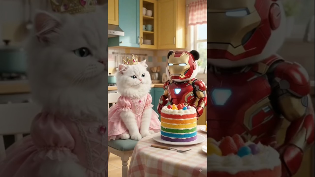 tony stark ne kya banaya 😺#shorts #ai cat #marvel cake #spiderman  #ironman# viral #avengers style