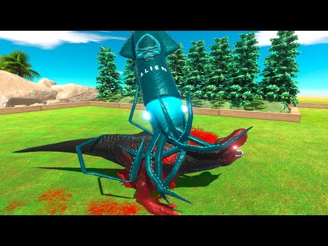 ⚡ ALIEN COLOSSAL SQUID vs CAPTAIN HYDRA T-REX DEATH RUN - 🦖 Animal Revolt Battle Simulator 🦕