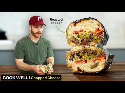 Poblano & Shallot Chopped Cheese on a Cheddar Jalapeño Roll — Fridge Cleanout Done Right