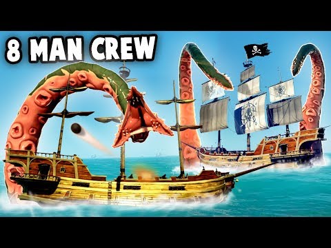 8 MAN CREW vs KRAKEN vs Skeleton Fortress (Sea of Thieves or Sea of FRIENDS?) Best Treasure Loot