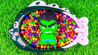 2 Minutes Satisfying with Mixing Beads in Fish BathTub & Magic Hulk & Slime Cutting ASMR