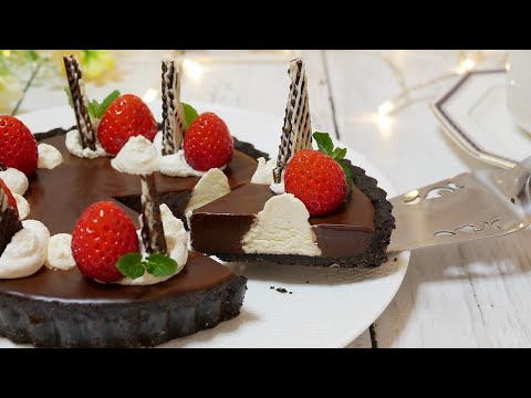 生クリームたっぷり生チョコタルトの作り方 No-Bake Chocolate Tart (Nama-Choco Cake)