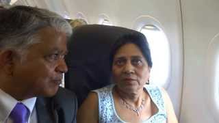 preview picture of video 'Aruna & Hari Sharma flying from Wien to Zurich by Swiss Air Flight LX 1579 Sept 26, 2013'