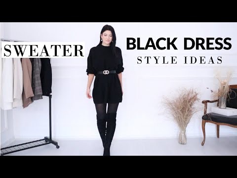 HOW TO STYLE BLACK SWEATER DRESS | 1 ITEM - 7 WAYS
