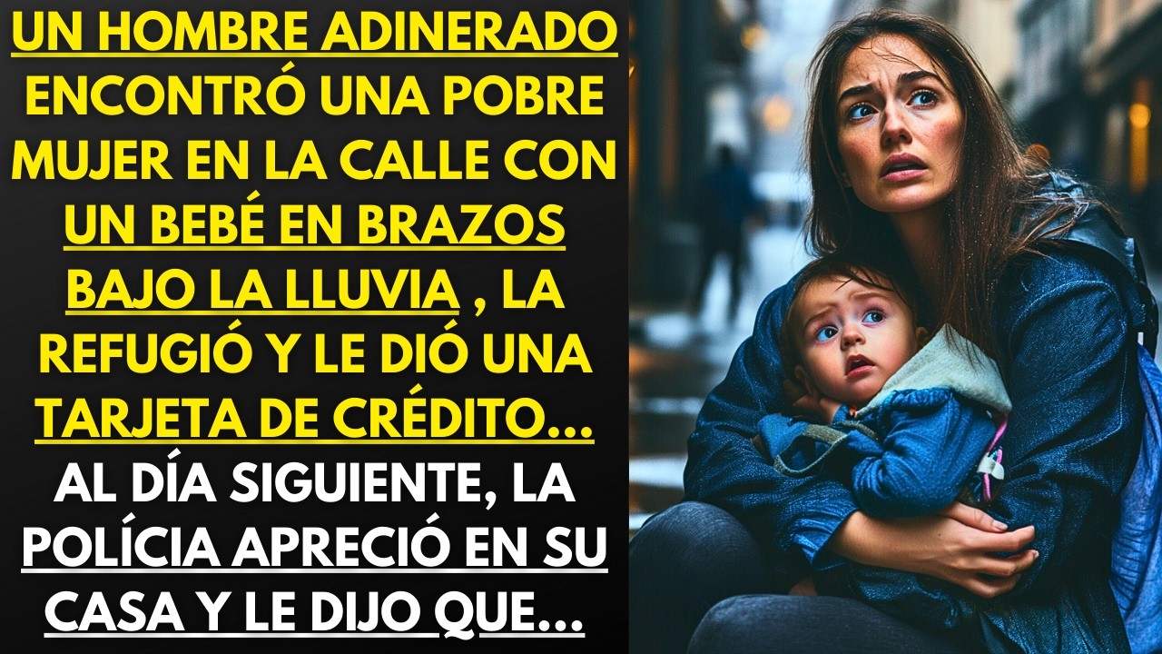 UN HOMBRE REFUGIÓ A UNA MUJER CON UN BEBÉ EN BRAZOS BAJO LA LLUVIA, AL DÍA SIGUIENTE, LA POLICÍA...