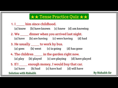 Tense practice test | Tense practice questions ssc | Tense in english grammar | Tense mcq test