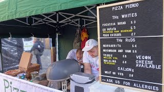 Buying a Fresh Hand Stretched Pizza: Italian Street Food by "Pizza Pierco" Lower Marsh Market London