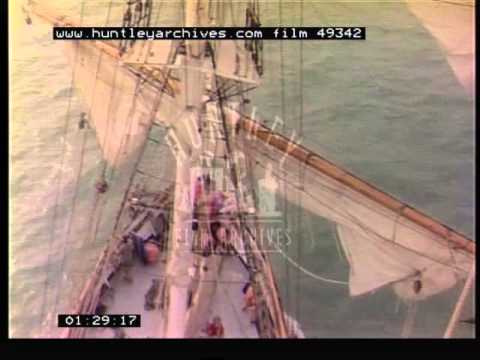 Operation Drake: Tall Ship Approaches Harbour, 1970's - Film 49342