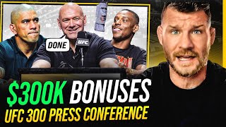 BISPING reacts to UFC 300 PRESS CONFERENCE | $300K Fight Night Bonuses | Pereira vs Hill