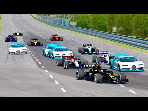 All F1 2019 Cars vs Bugatti Chiron - Le Mans 24 Hours