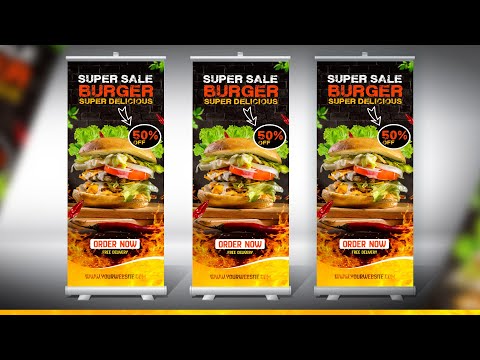 How to Design Promotion Stand in Photoshop Tutorials Banner Design Rullup Design 2022
