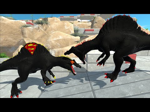 DARK SUPERMAN SPINO vs DARK SPINO DEATH FALL - Animal Revolt Battle Simulator