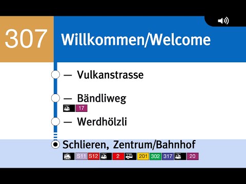 VBZ Ansagen » 307 Zürich, Bhf. Altstetten Nord — Schlieren, Zentrum/Bahnhof | SLBahnen