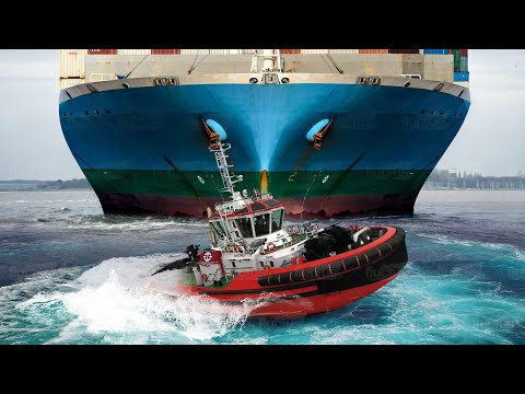Die Unglaubliche Kraft von Schleppern zum Manövrieren von Riesenschiffen