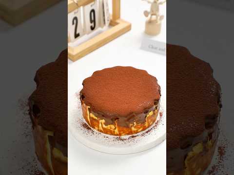 🌋 Basque Burnt Cheesecake with Chocolate Lava- #cake #chocolate #recipe #food #baking