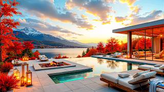 Soothing Jazz Amidst A Peaceful Autumn Lakeside Setting - Relaxing With Soft Jazz & Fireplace Sounds