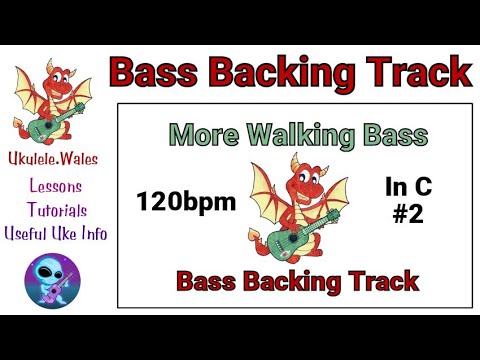 Walking Bass Backing Track For Bass Uke or Bass Guitar 120bpm in C #2 More