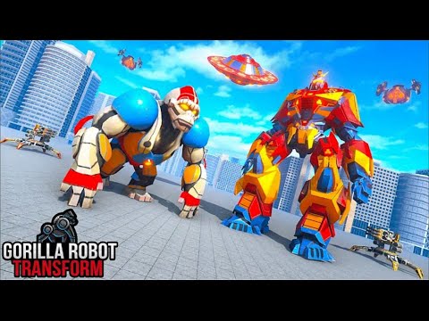 Multiple Robot Transform 2021: Green Gorilla Car Robot UFO Transformation Game - Android Gameplay