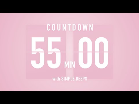 55 Minute Countdown Timer 🌸 Flip Clock with Simple Beeps 🔔