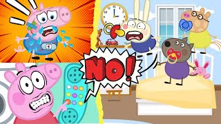 Peppa Pig em Cinco Bebezinhos Pulando na Cama | Five Little Babies | Cinco Macaquinhos