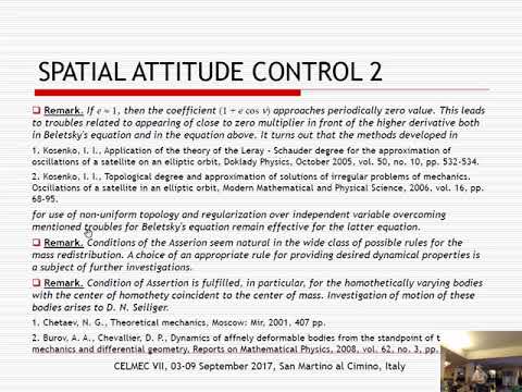 I. Kosenko “Motion of a satellite with a variable mass distribution in a central field...”
