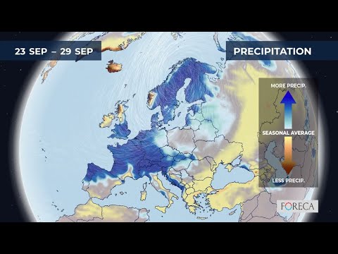 Monthly precipitation forecast for Europe 22/9/2024