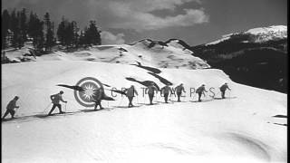 Men skiing to demonstrate the basic movement of schuss in the United States. HD Stock Footage