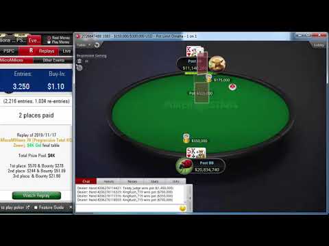 Replay | PokerStars MicroMillions 76 $1.10 PLO Heads Up Turbo Progressive Total KO Zoom Nov 17, 2019