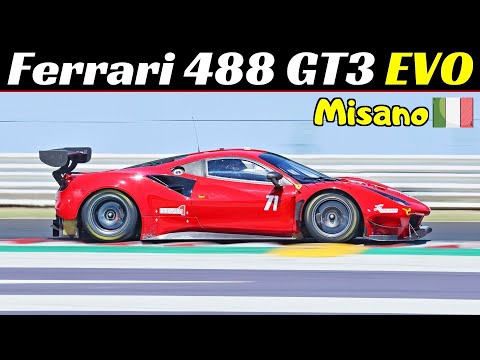 Ferrari 488 GT3 EVO - 600Hp V8 Twin-Turbo Engine Sound at Misano Circuit - Kateyama Track Days