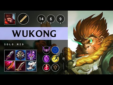 Wukong Mid vs Yasuo: Triple Kill, Unstoppable - EUW Master Patch 14.18