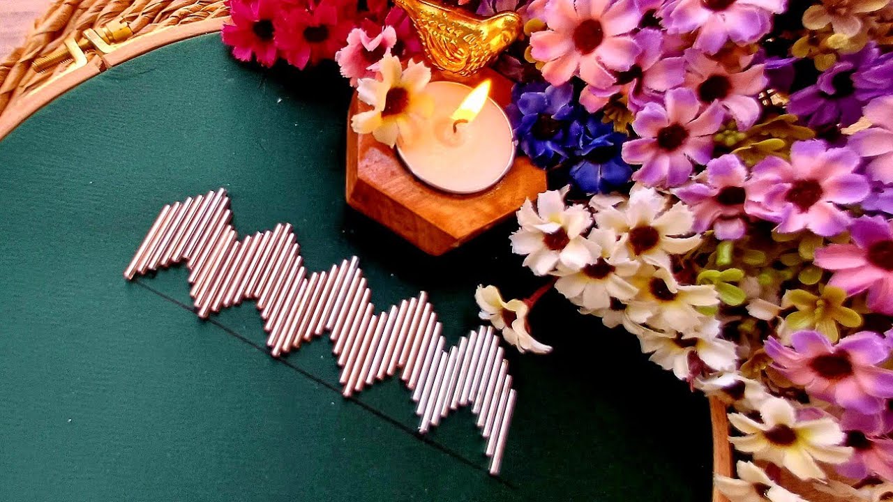 Teaching how to sew a sample of the Majlis embroidery border#diy