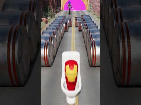 Different Skibidi Toilets Driving Between 20 Bollards | BeamNG.Drive