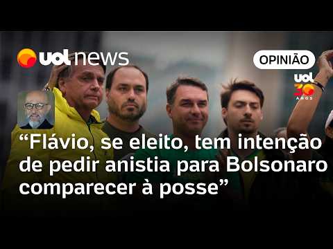 Flávio, se eleito, tem intenção de pedir anistia para Bolsonaro comparecer à posse, diz Josias