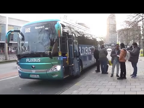 ONBOARD FlixBus electric coach Yutong TCE12 - Bristol to Newport