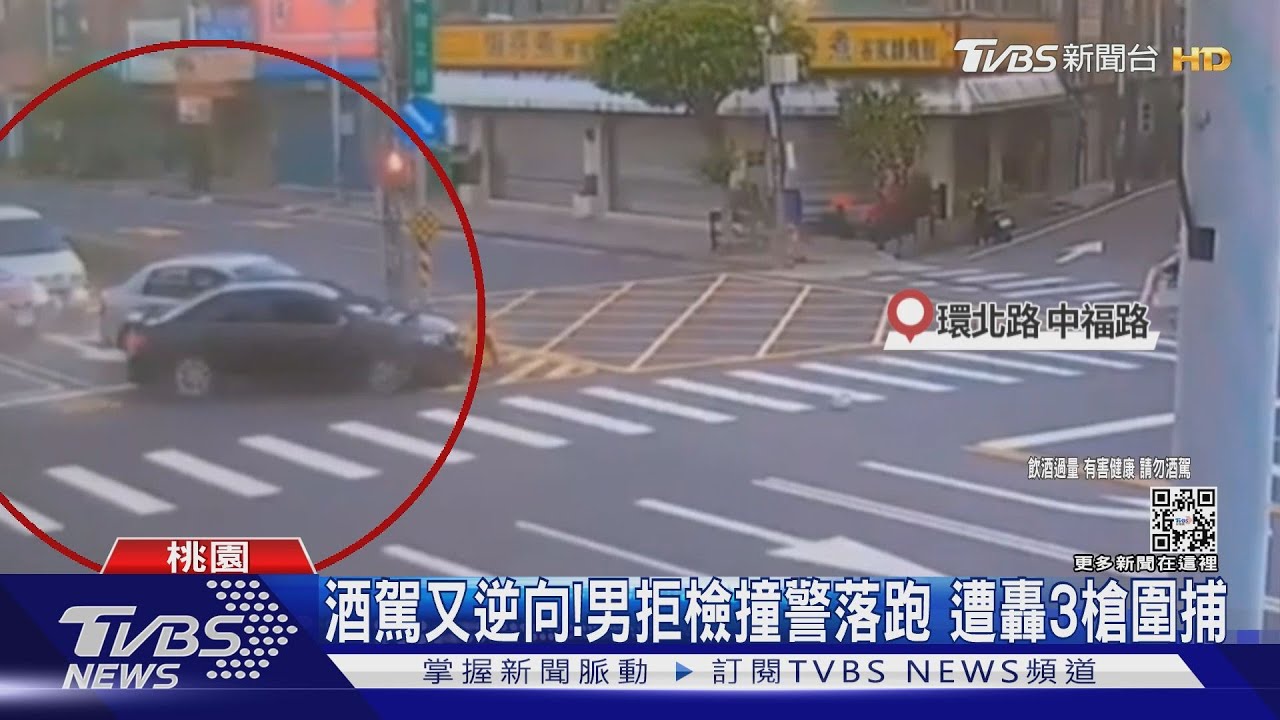 酒駕又逆向! 男拒檢撞警落跑 遭轟3槍圍捕