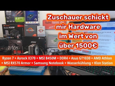 Zuschauer schickt mir Hardware im Wert von 1500 Euro 👍 Ryzen 7 + MSI + Asrock + RX570 + GeForce Video