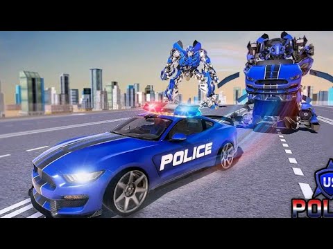 Satisfying & Relaxing Car Driving।। US Police Robot Transform - Police Plane Gameplay Part-5 #shorts