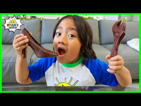 Ryan's Chocolate Challenge with Edible Candy vs Real!!!