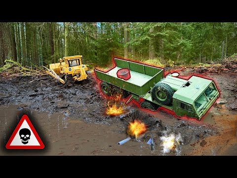 MILITÄRTRUCK steckt in Schlamm und verliert EXPLOSIVE Ladung💥