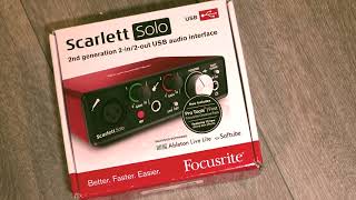 Video thumbnail for Focusrite Scarlett solo 2nd Gen unboxing (refurbished) by optical20