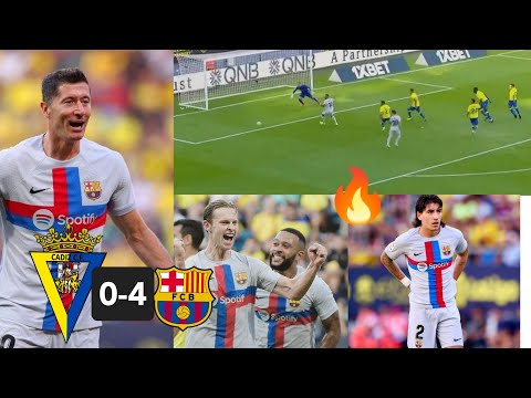 Barcelona vs Cadiz (4-0) goals from Lewandowski and De Jong puts Barcelona on top 🔥, Xavi excited