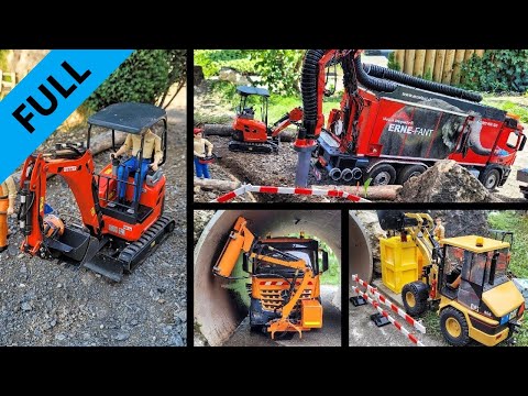 Traffic light installation in tunnel. RC Excavator Kubota Hutter U17, Suction Truck CAT loader. FULL