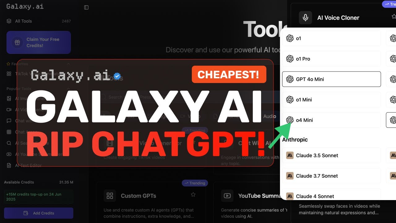 Galaxy AI UPGRADED (Review): This FREE & CRAZY All-in-one AI Platform is AMAZING. (Sonnet & Opus 4!)