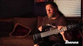 Video thumbnail for Mårten Hagström of Meshuggah discussing the Ibanez M8M signature 8 string guitar by soundsrl