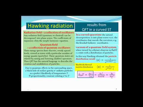 Hawking Radiation (Lecture #20b of a course on Relativity & Cosmology)