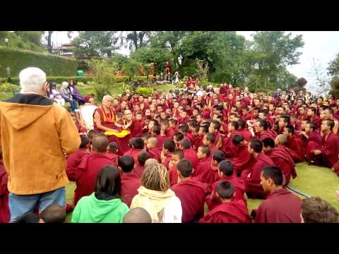 Lama is praying with the monks